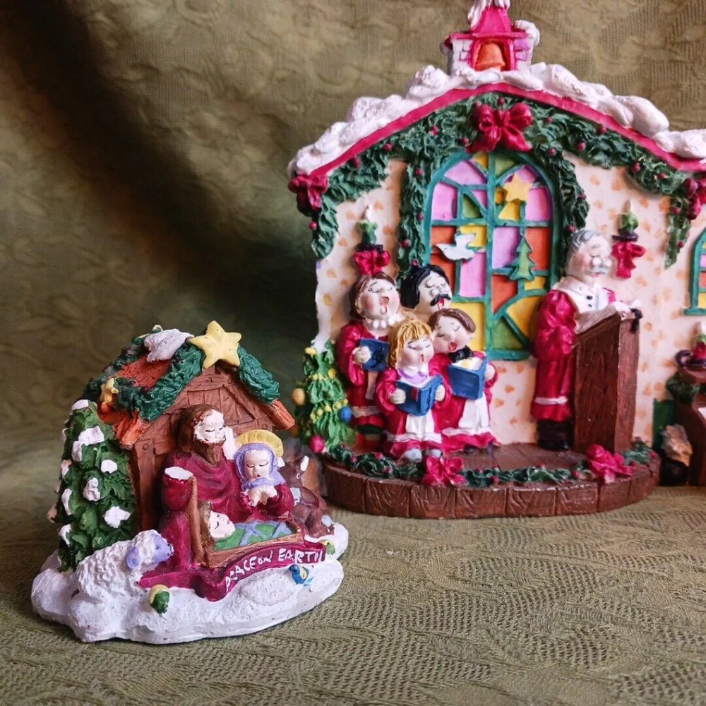 Vintage NOMA Hometown Holidays Church Nativity Table Decor